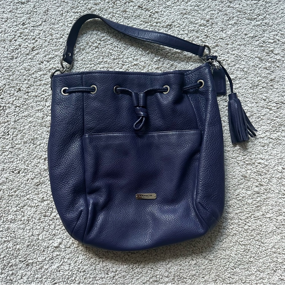 Navy Leather Coach Bag